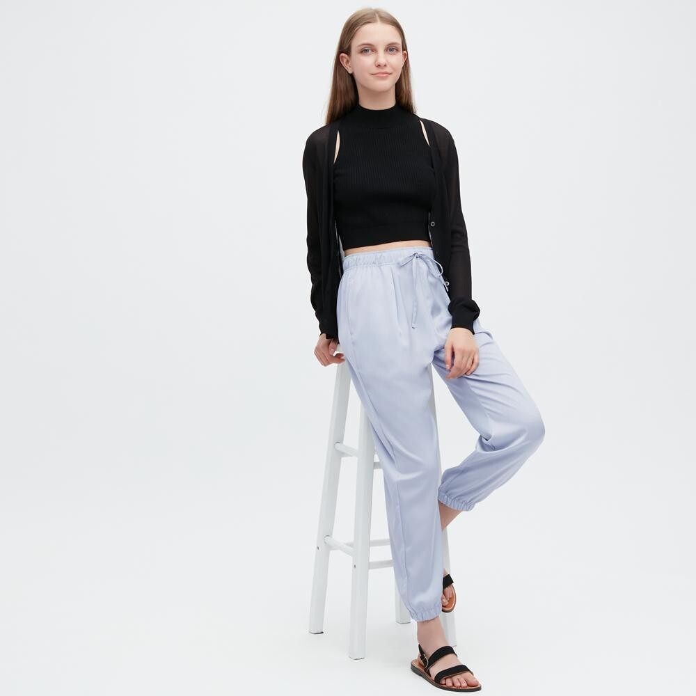

Эластичные атласные брюки Uniqlo, серый