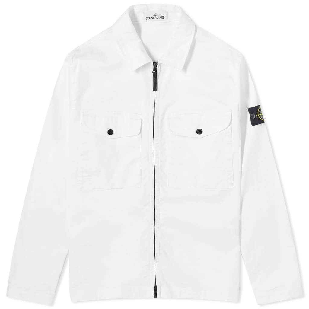 Куртка-рубашка Stone Island Stretch Cotton Double Pocket, белый