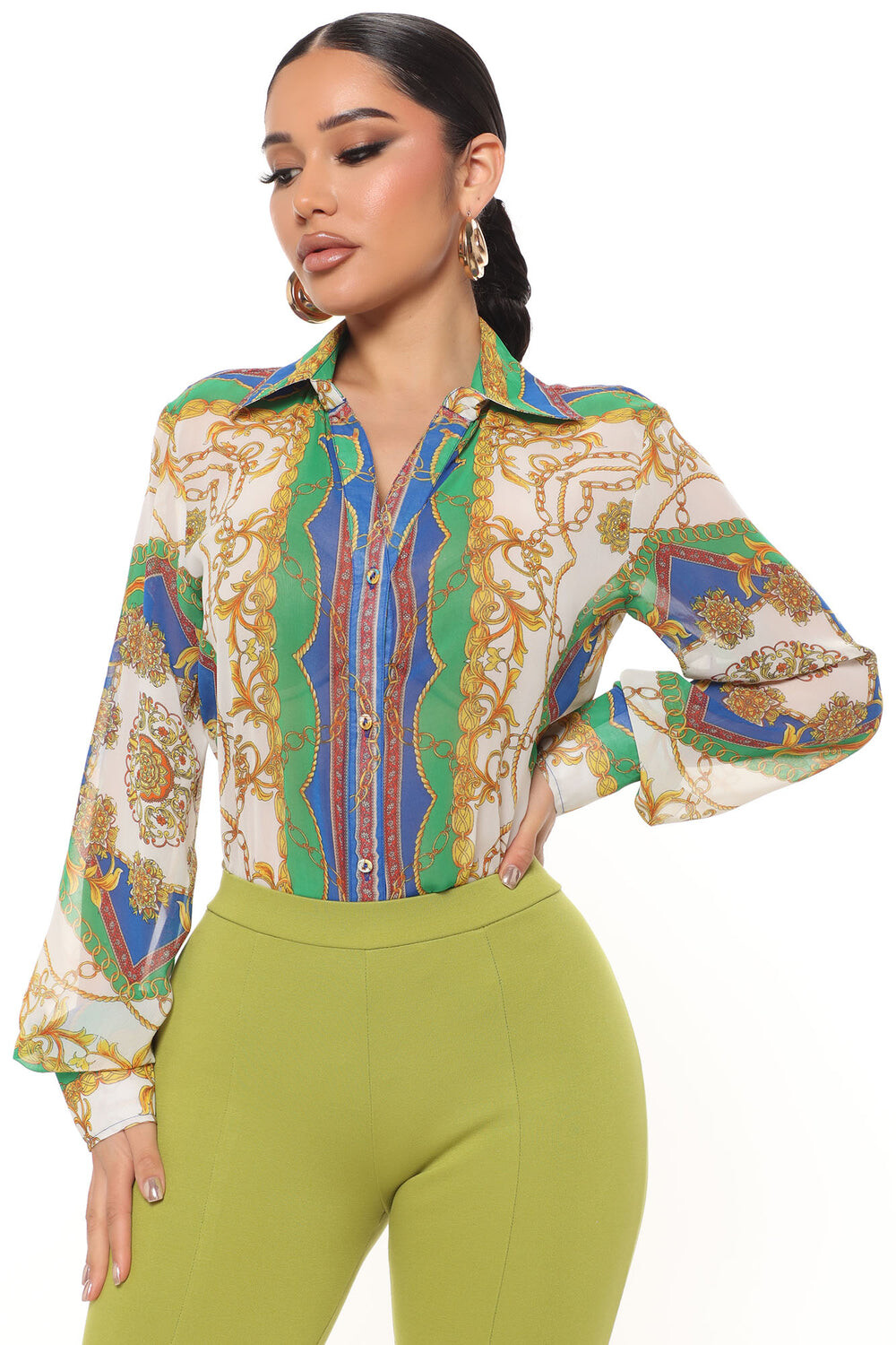 

Рубашка Fashion Nova TR1111KPG093, зеленый