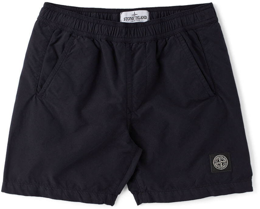 

Детские черные плавательные шорты из матового нейлона Stone Island Junior