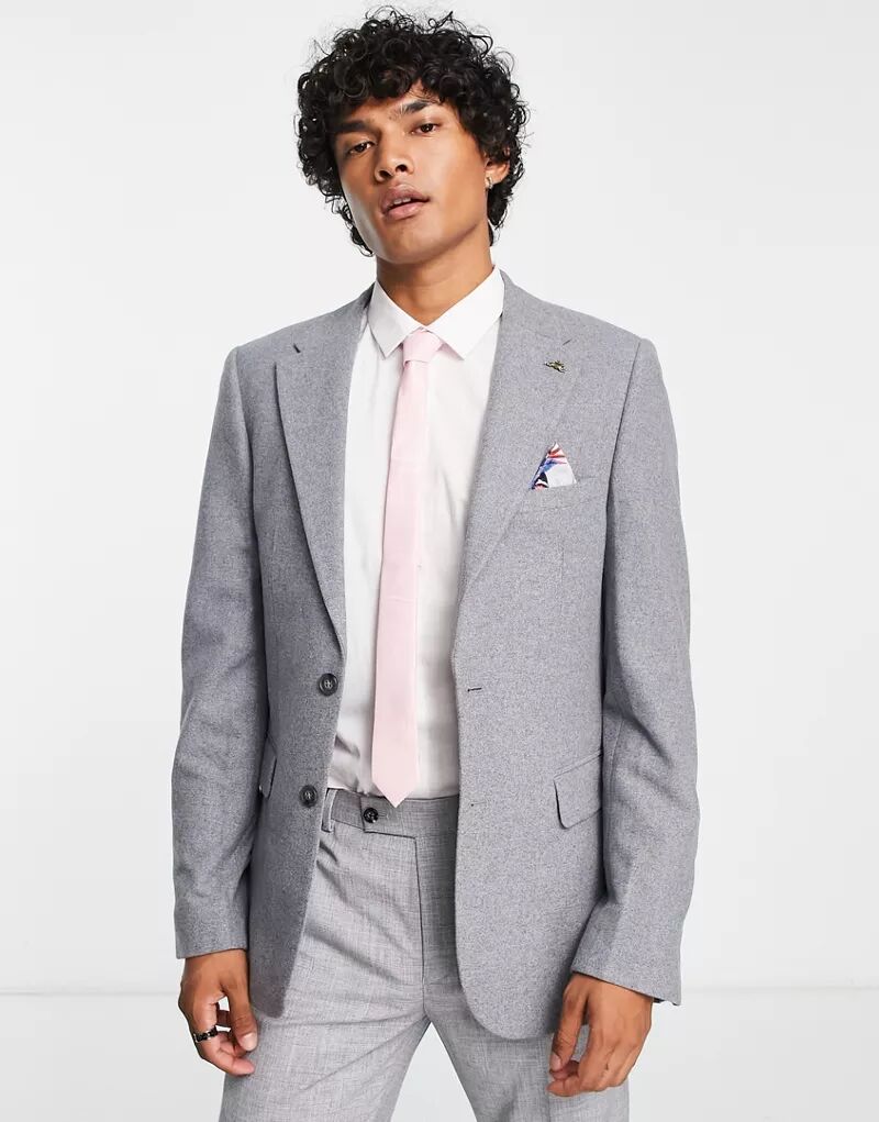 Harry Brown Свадебный серый твидовый пиджак