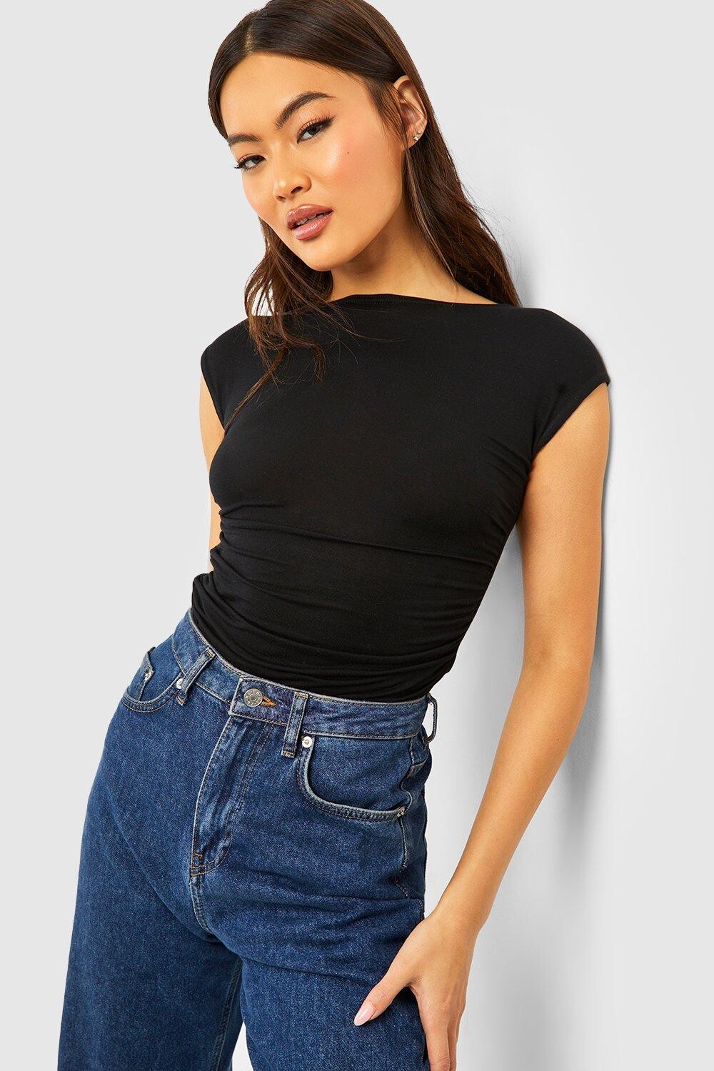 

Футболка со собрями по бокам Boohoo, черный