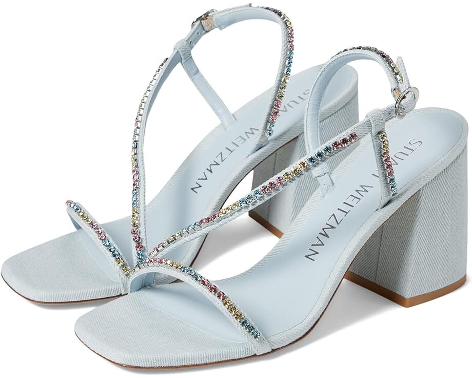 Туфли Stuart Weitzman Soiree Crystal 85 Block Sandal, цвет Light/Multi