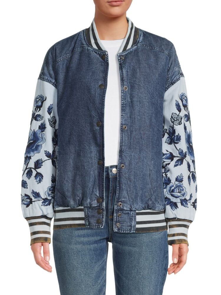 

Бомбер с цветочной отделкой Free People, цвет Stone Blue