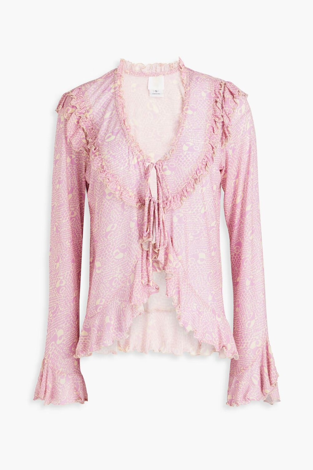 

Топ из тюля с оборками и принтом Anna Sui, розовый