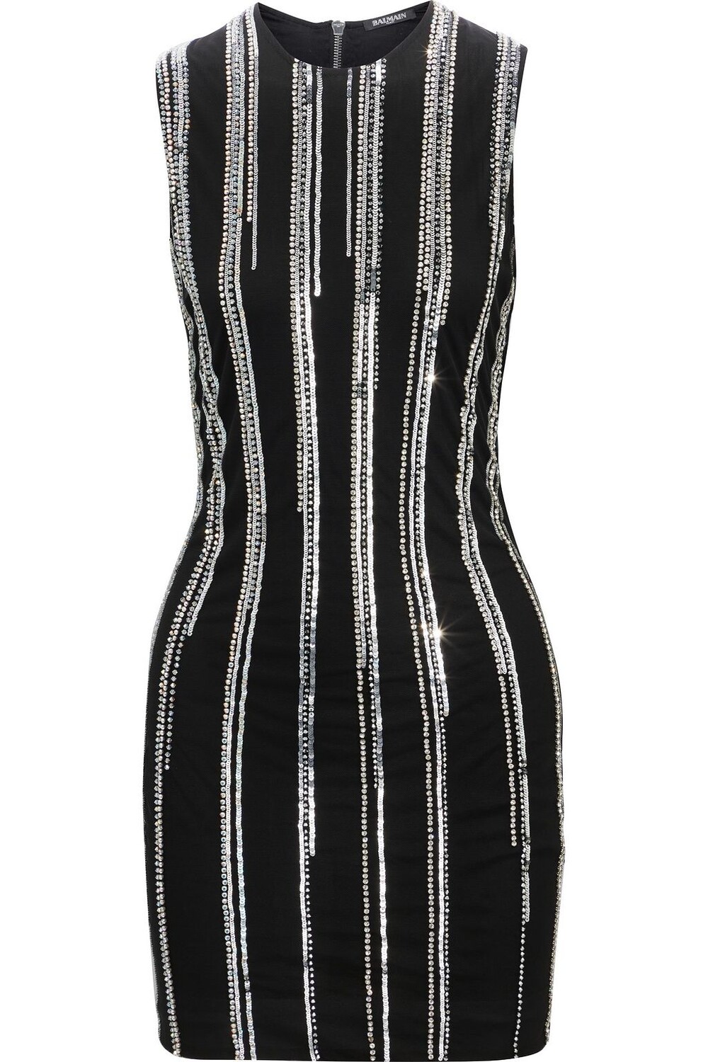 

Украшенное мини-платье из тюля BALMAIN, черный
