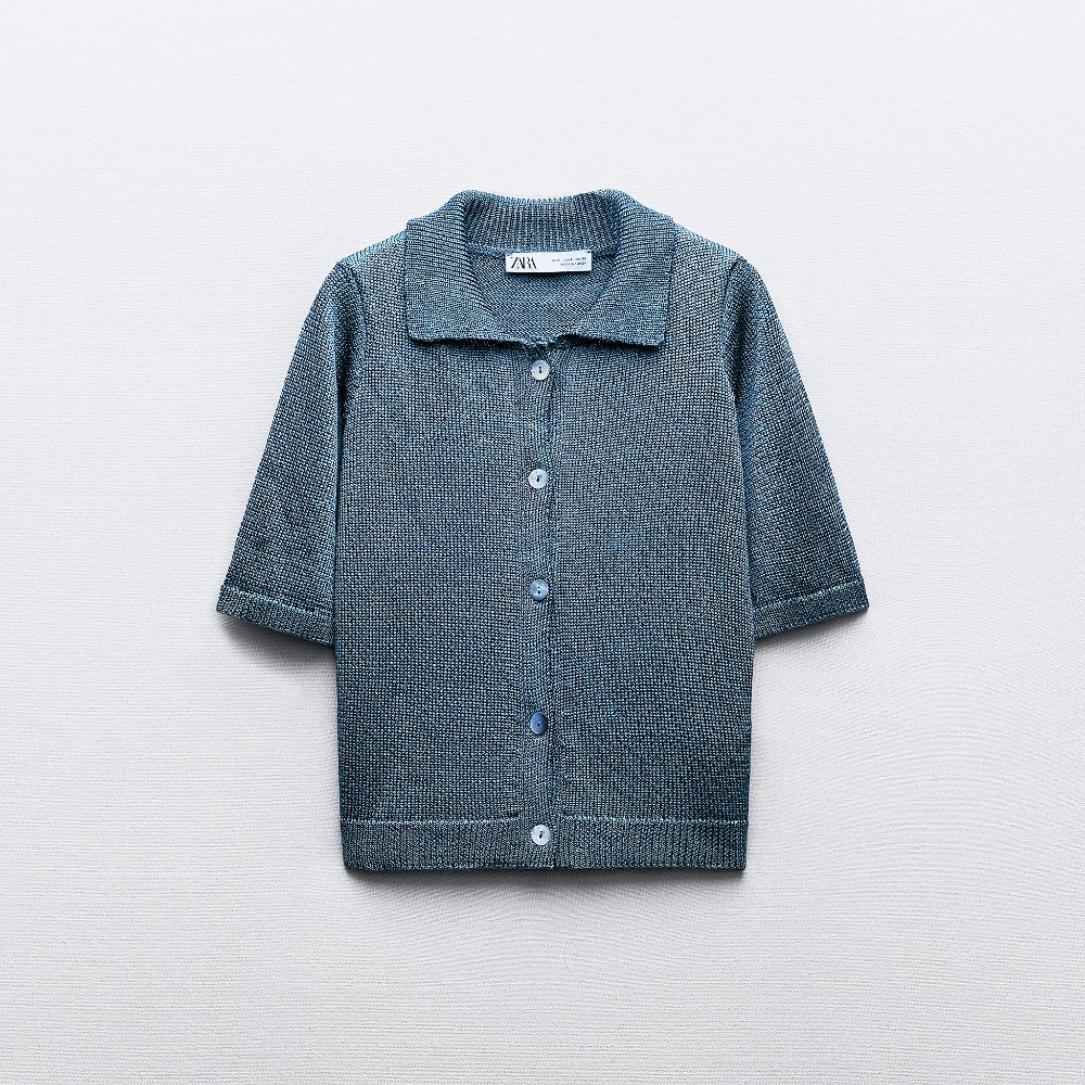 Кардиган Zara Short Sleeve Knit, синий кардиган с застежкой на пуговицы xxl серый