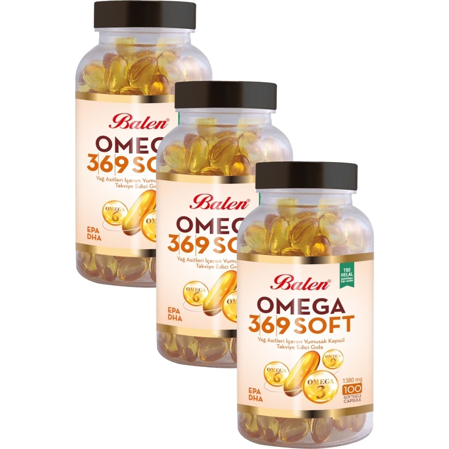 Рыбий жир Balen Omega 3-6-9, 100 капсул, 1380 мг, 3 штуки