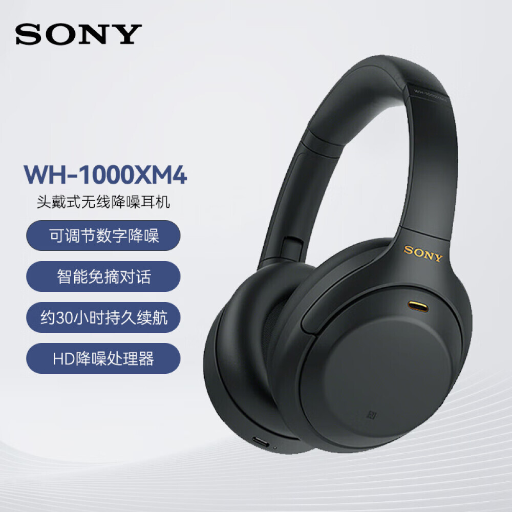 

Беспроводные наушники Sony WH-1000XM4 с шумоподавлением, черный