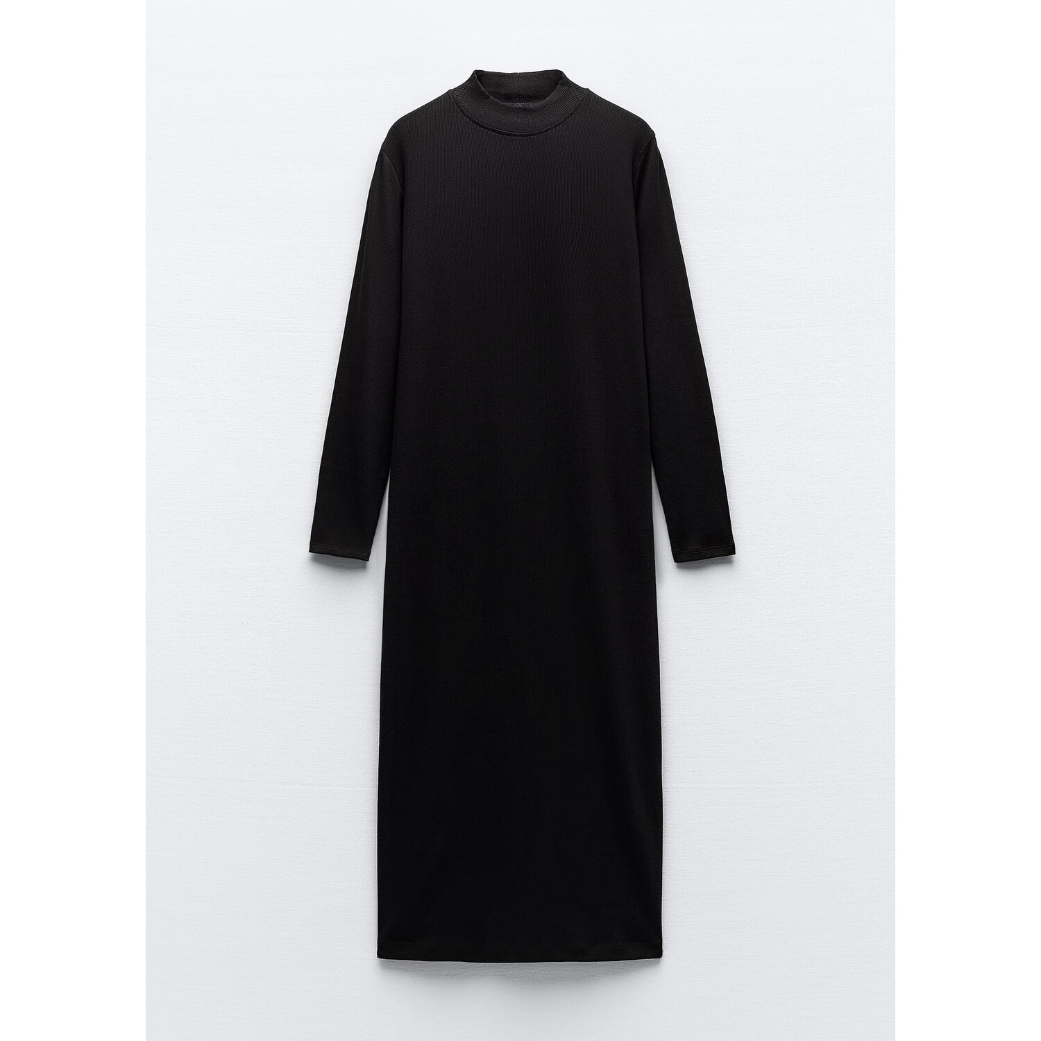 

Платье миди Zara Ribbed Mock-neck, черный