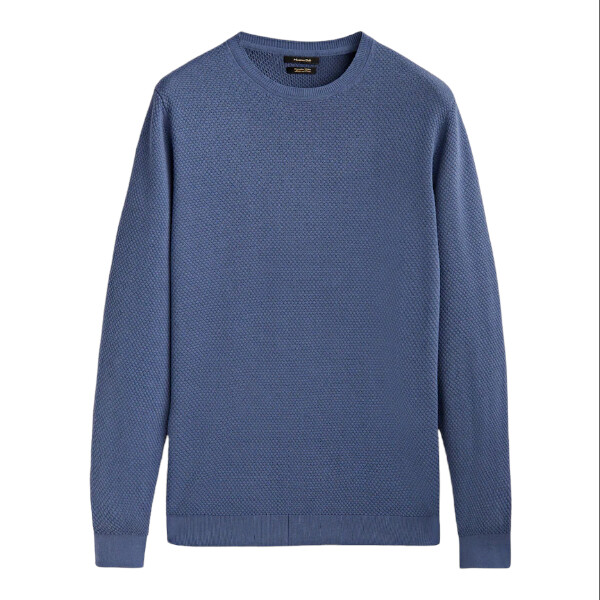 

Свитер Massimo Dutti Textured Knit Crew Neck, голубой