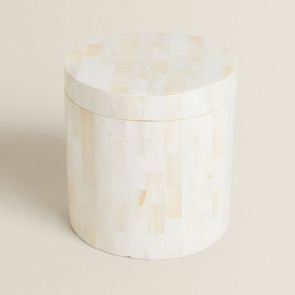

Баночка с крышкой для хранения Zara Home Small Mother-of-pearl, светло-бежевый