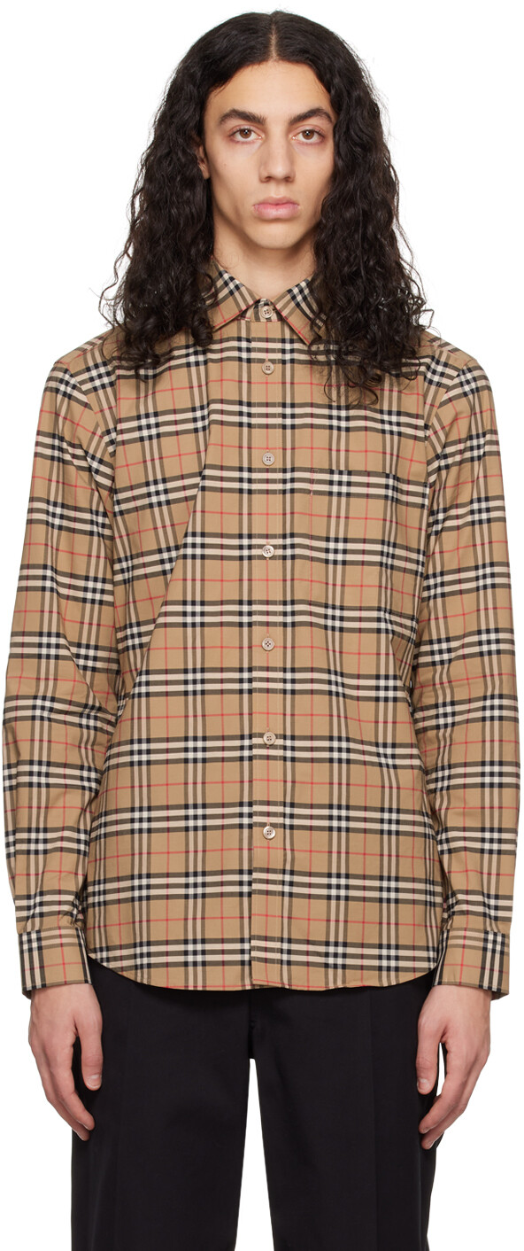 

Бежевая рубашка в маленькую клетку Burberry