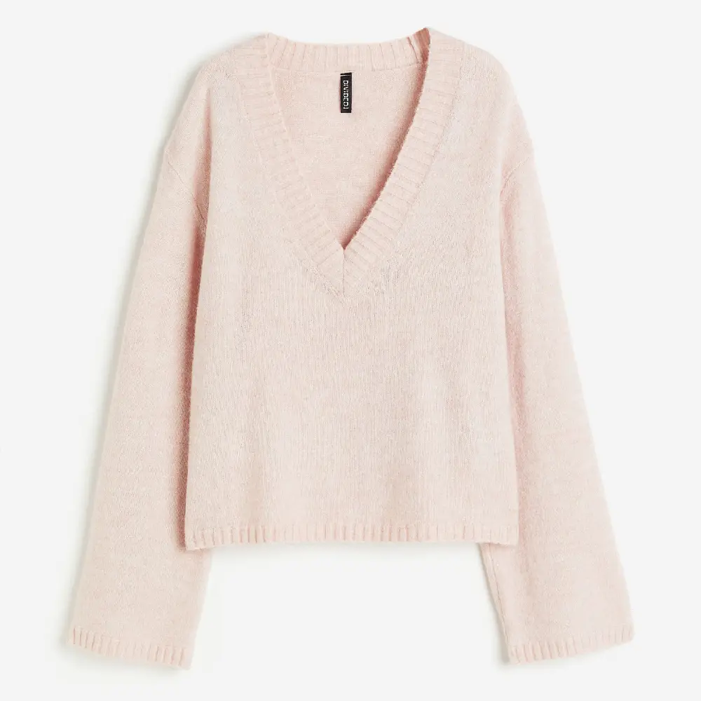 

Свитер H&M V-neck, светло-розовый