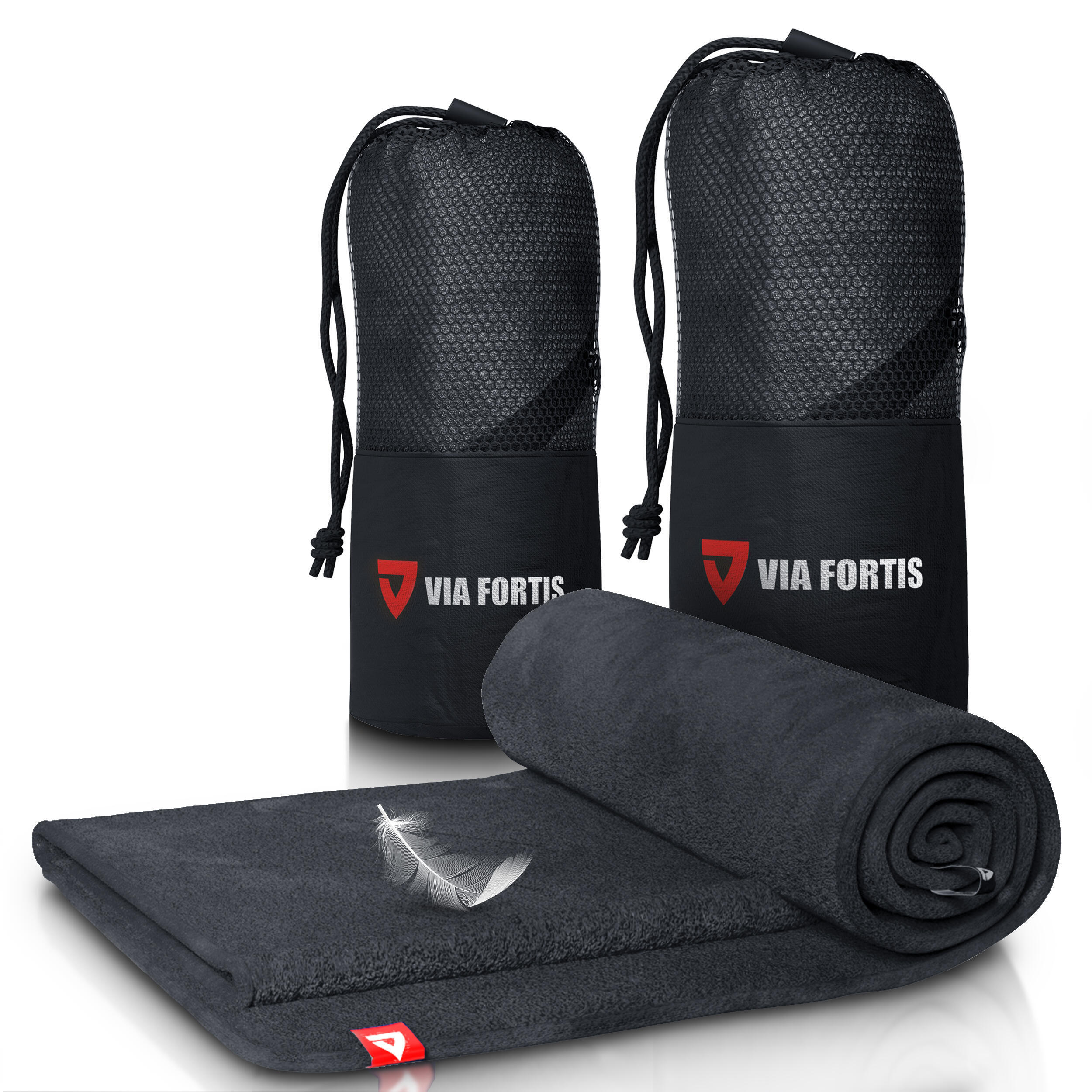 

Спортивное полотенце VIA FORTIS из микрофибры с карманом - 80*40 см, Серый