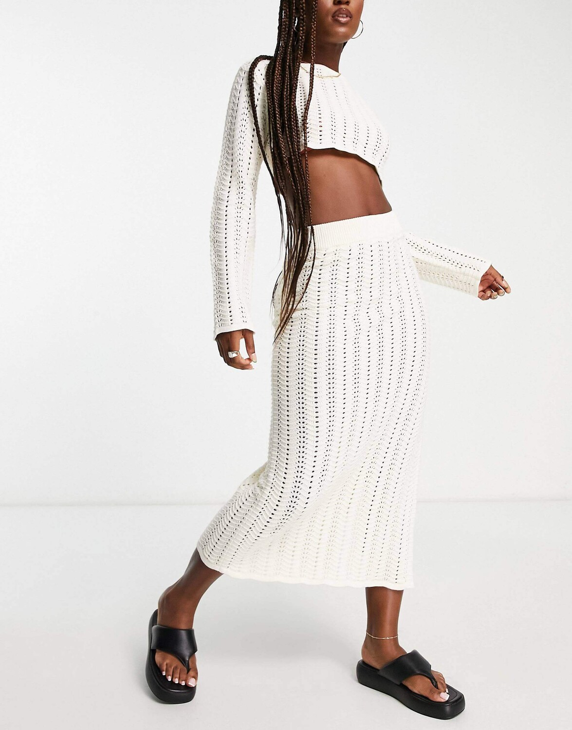 

Вязаная юбка 4th & Reckless Kezia Crochet Co-Ord, кремовый
