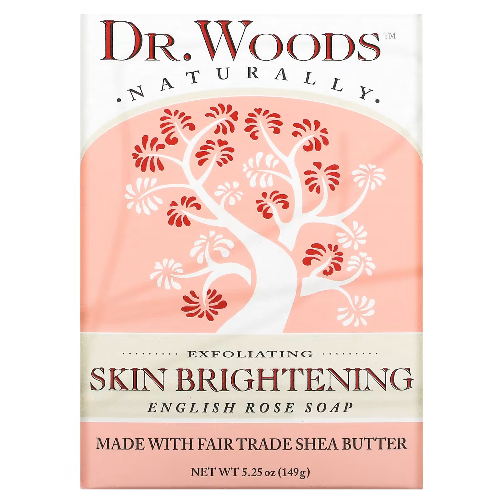 Dr. Woods, Английское мыло с ароматом розы, эффект осветления кожи, 149 г (5,25 унции) dr woods сырое черное мыло для тела 149 г 5 25 унции