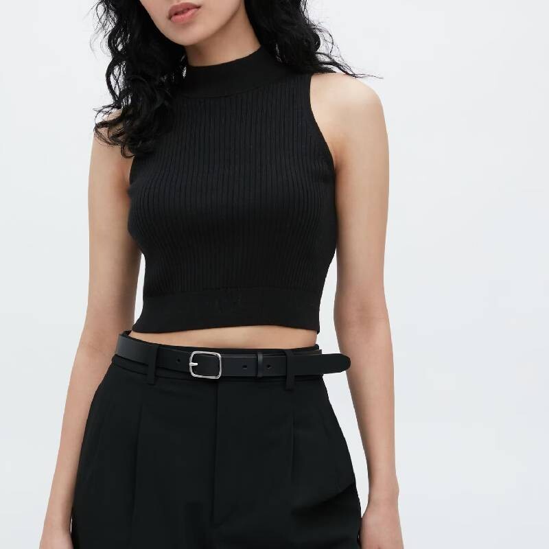 

Джемпер без рукавов Uniqlo Mock Neck Cropped, черный
