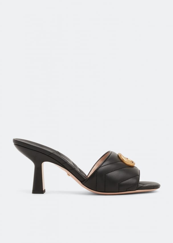 сандалии gucci platform slide sandals бежевый Сандалии GUCCI Double G slide sandals, черный