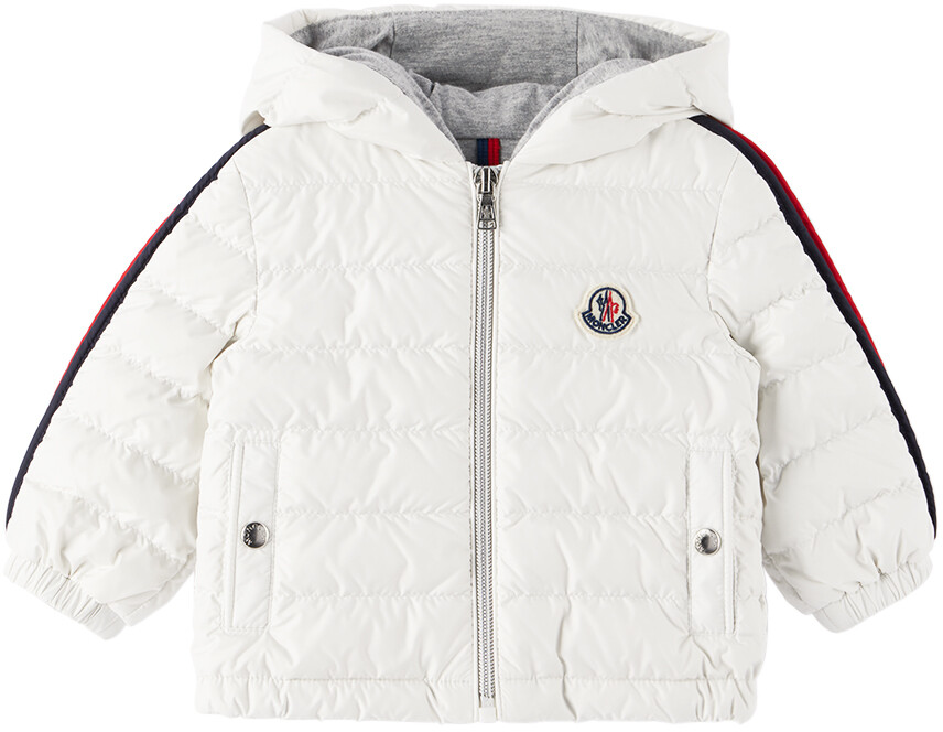 

Белый пуховик с капюшоном для малышей Moncler Enfant