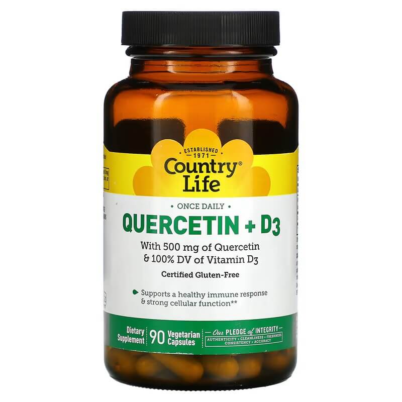 country life кверцетин с витамином Кверцетин и D3 Country Life, 90 капсул