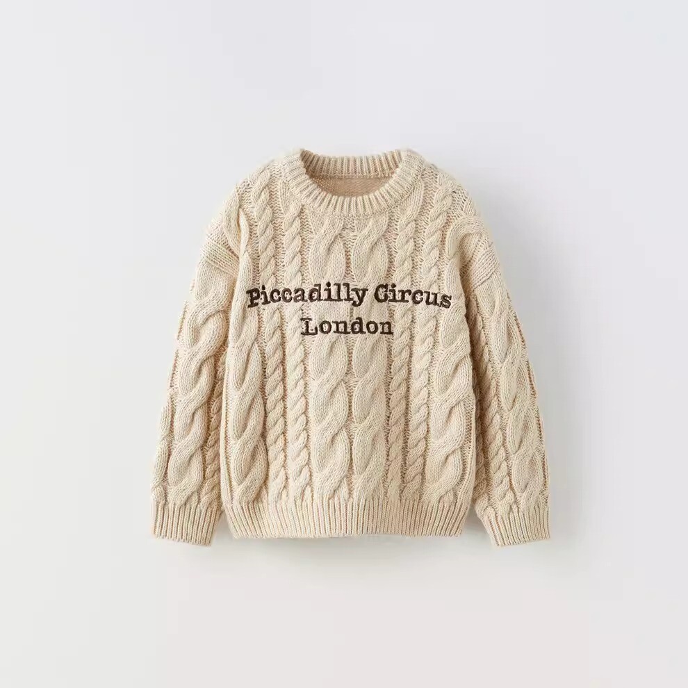 

Свитер ZARA Round Neck Long Sleeve Printed, бежевый