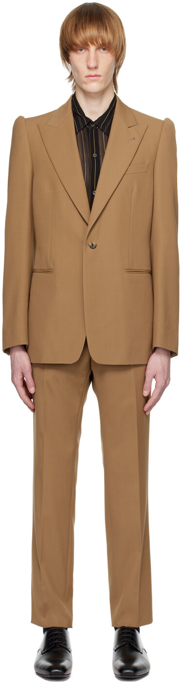 

Коричневый костюм с остроконечными лацканами Dries Van Noten