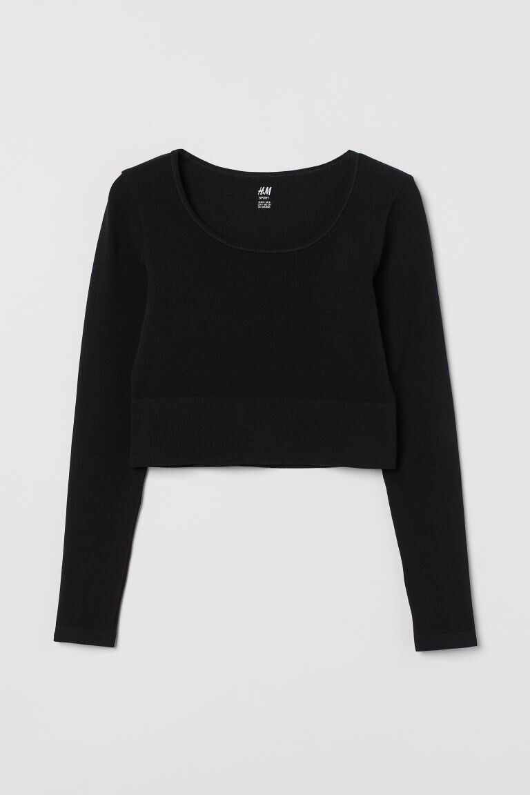 

Бесшовный тренировочный топ H&M, черный