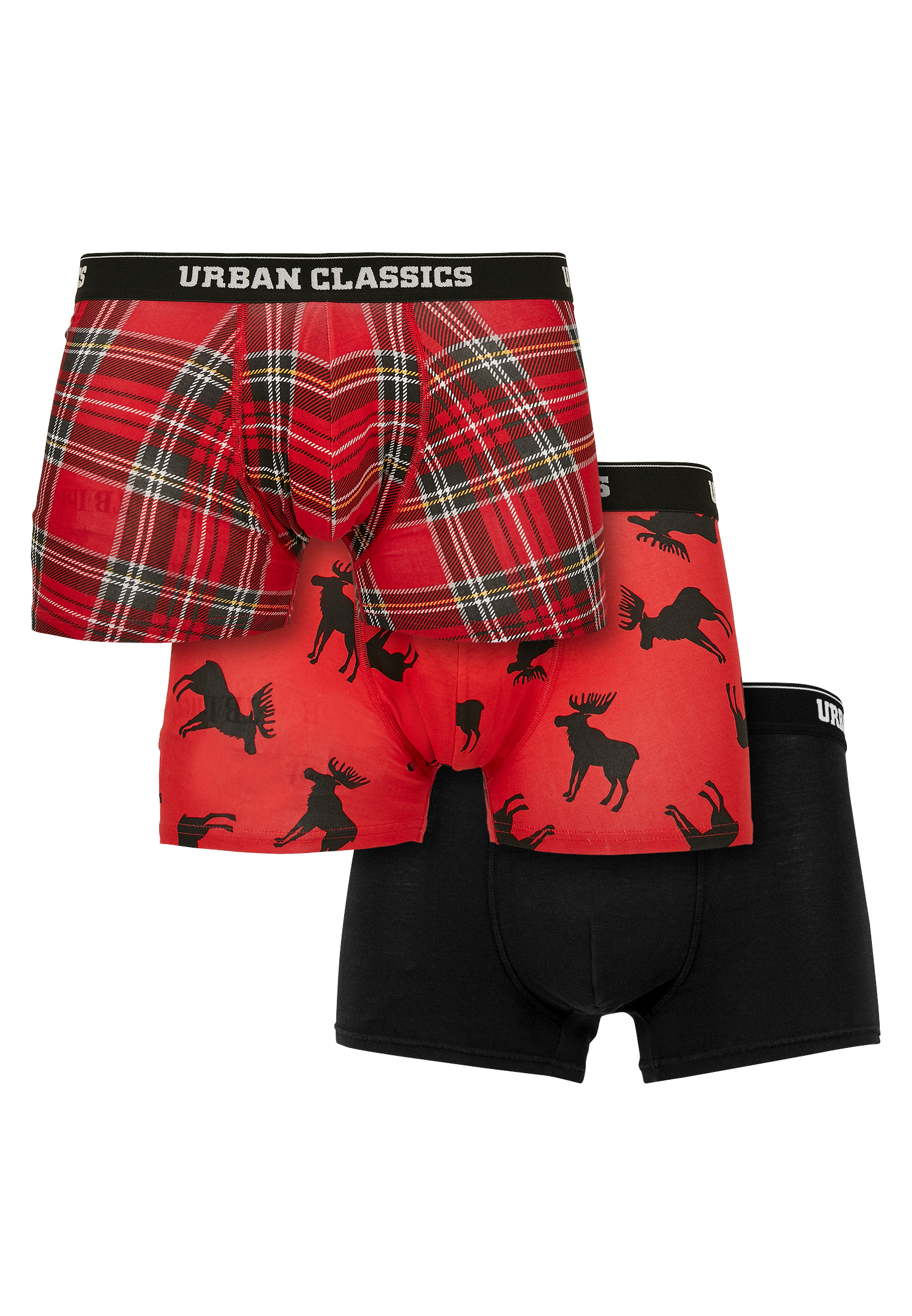 Боксеры Urban Classics Boxershorts, цвет red plaid aop+moose aop+blk château lestillon bordeaux aop