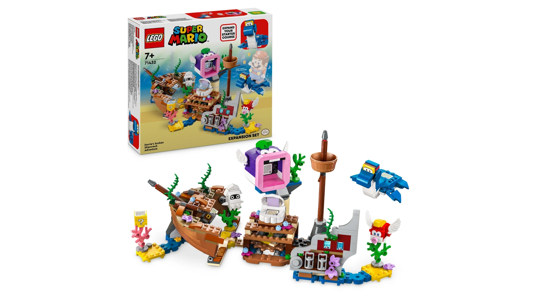 цена Lego Super Mario Дополнительный набор Дорри и затонувший корабль