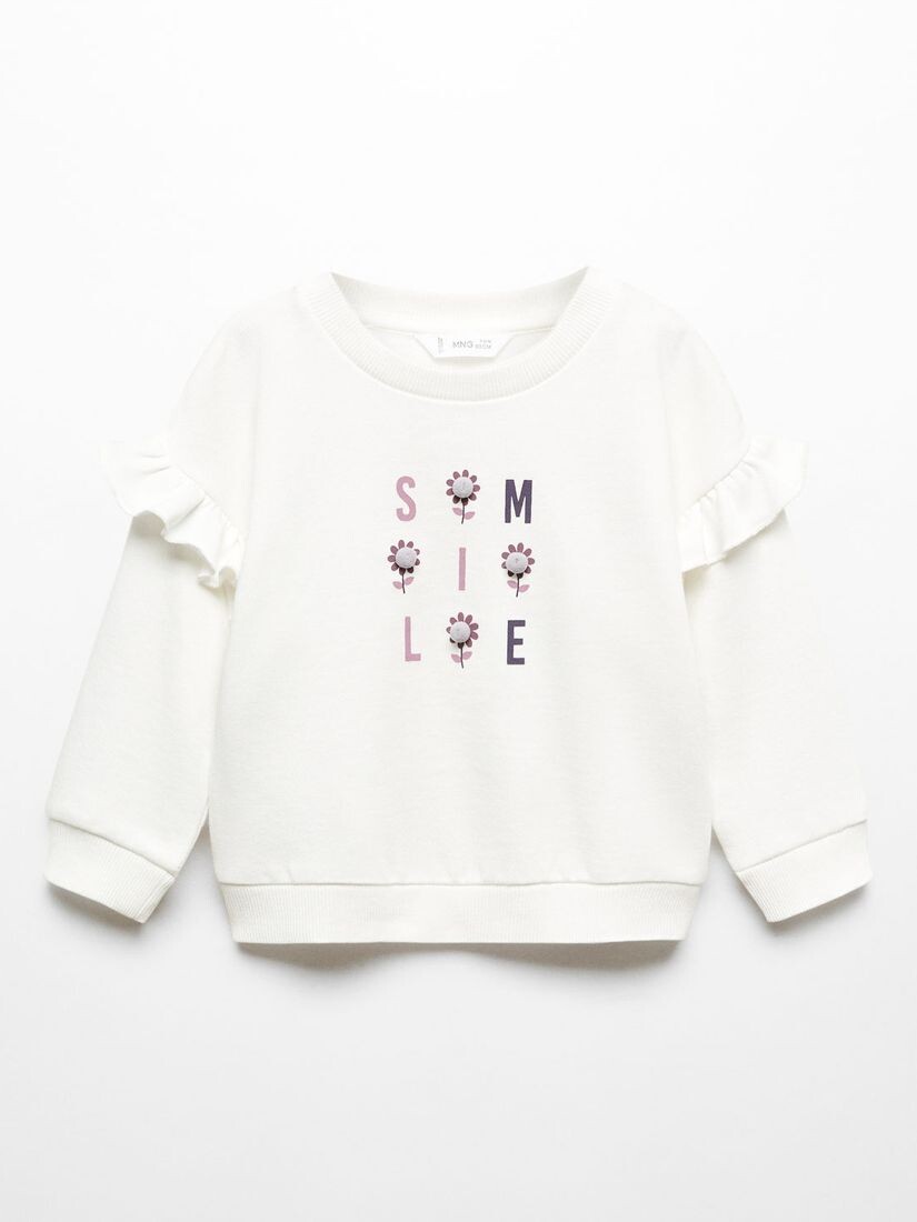 

Толстовка Baby Bloom с рюшами на рукавах Mango, натуральный белый