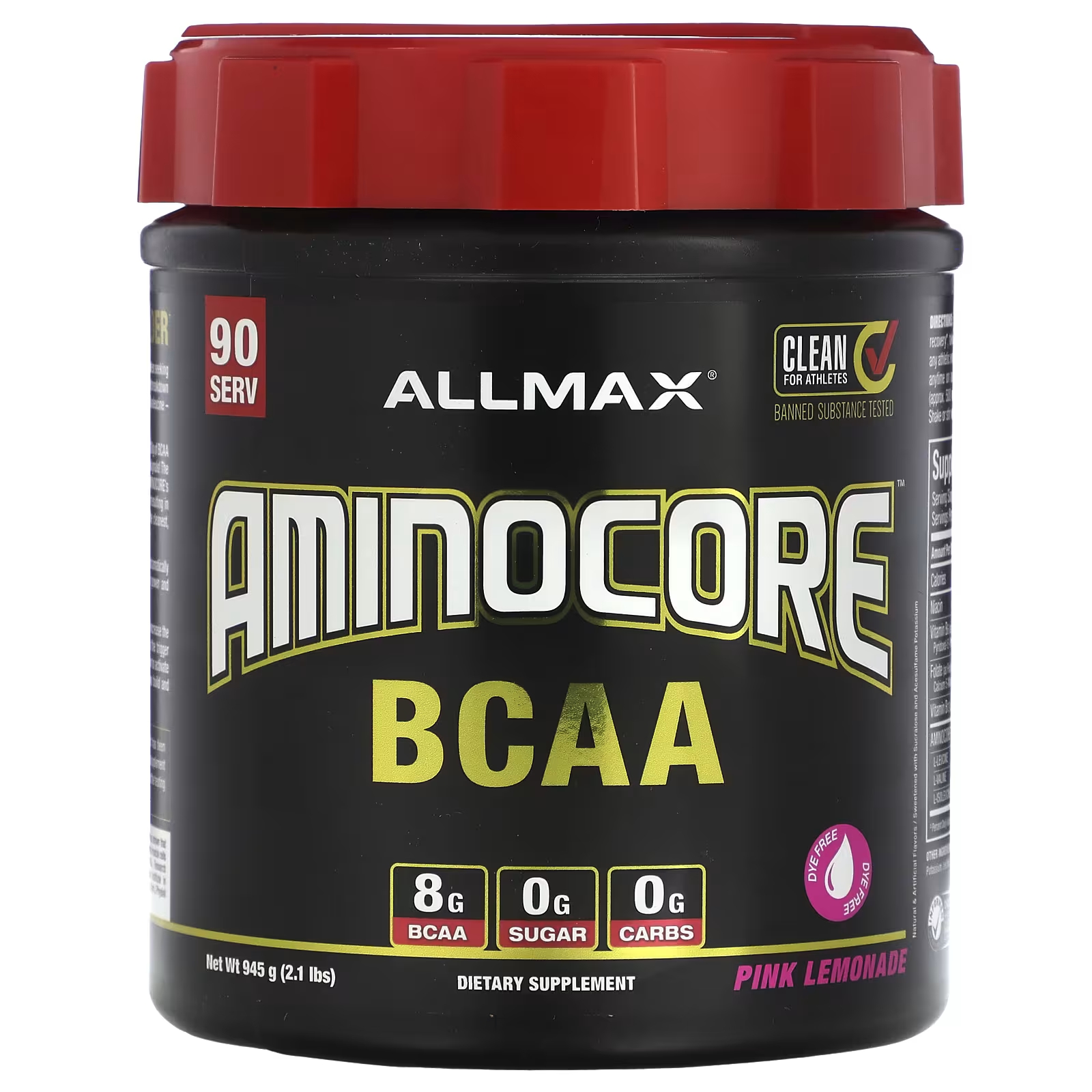 Пищевая добавка AllMax AminoCore BCAA розовый лимонад, 945 г пищевая добавка allmax aminocore bcaa голубая малина
