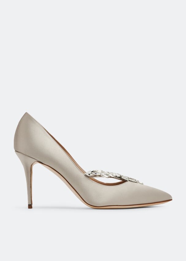 

Атласные туфли MANOLO BLAHNIK Nadira satin pumps, серый