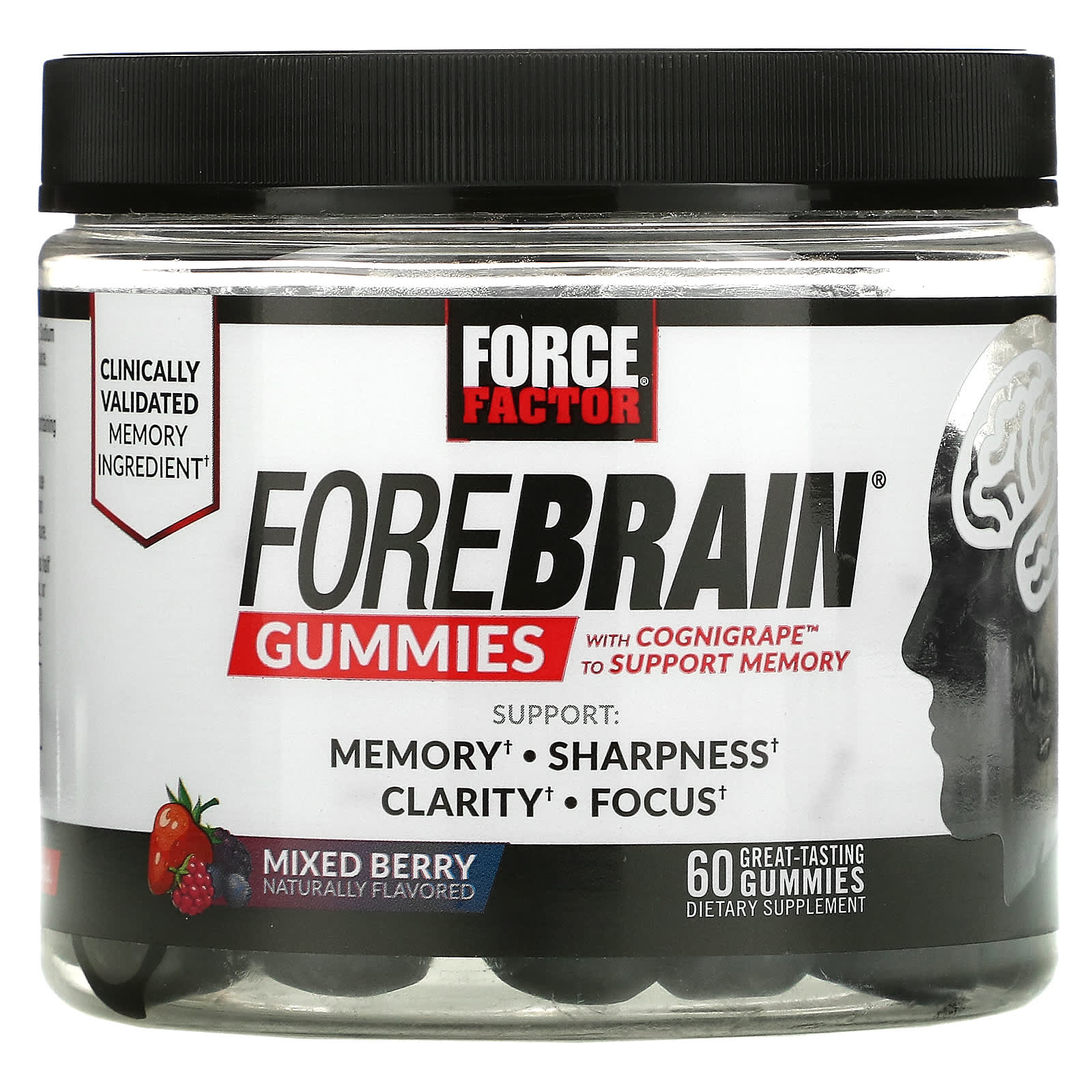 Жевательные Мармеладки Force Factor для поддержки памяти, ягодное ассорти, 60 жевательных таблеток