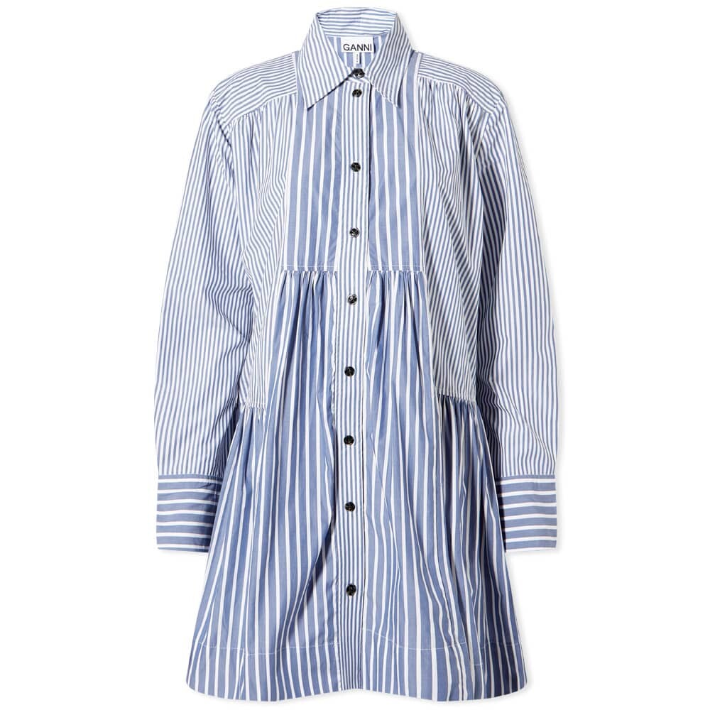 

Платье GANNI Stripe Cotton Wide Mini Shirt Dress
