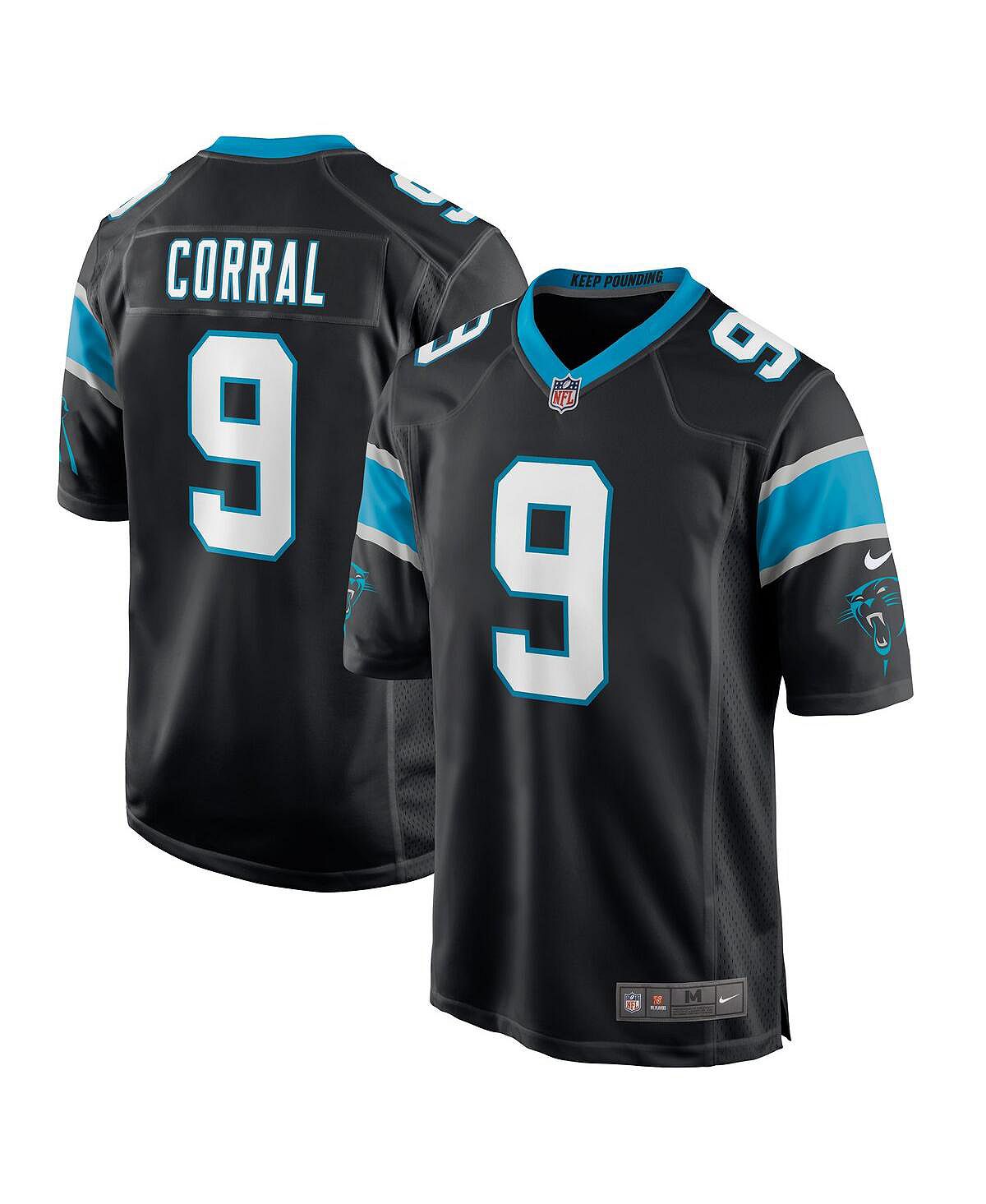 Мужская футболка matt corral black carolina panthers 2022 nfl draft pick player game jersey Nike, черный