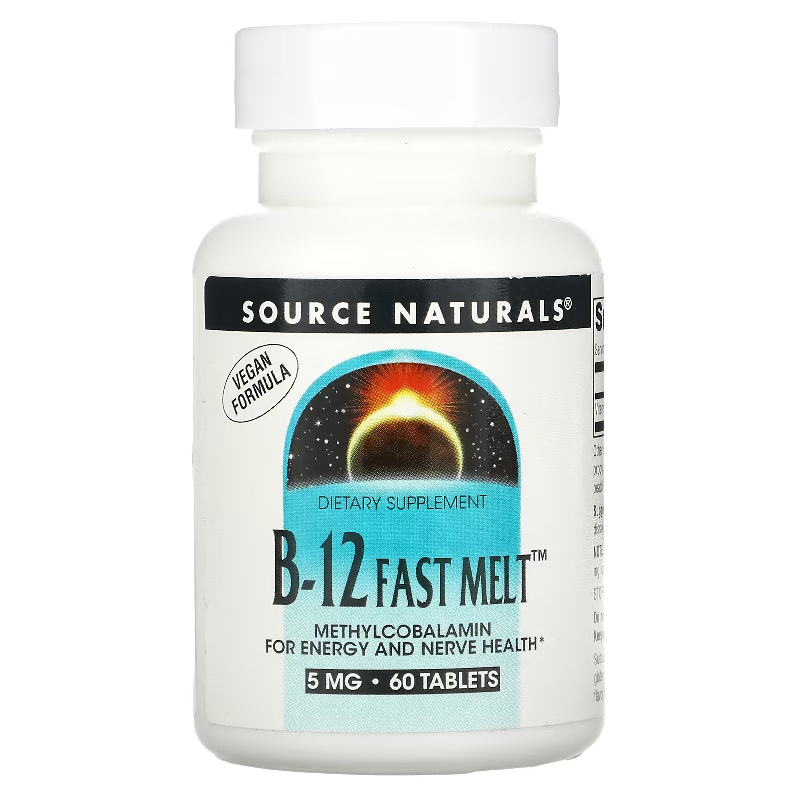 Source Naturals B-12 Fast Melt 5 мг, 60 таблеток source naturals улучшенный комплекс b 12 5 мг 60 таблеток для рассасывания