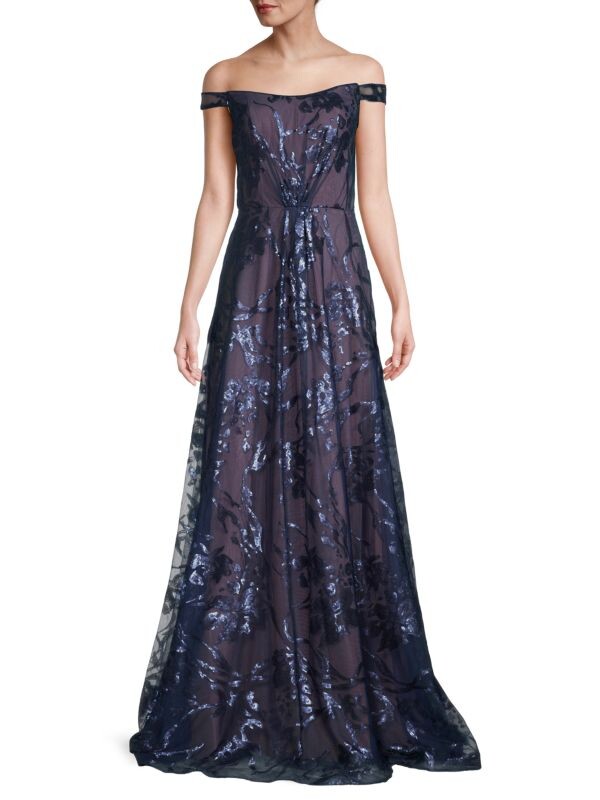 

Расклешенное платье с пайетками Rene Ruiz Collection Navy