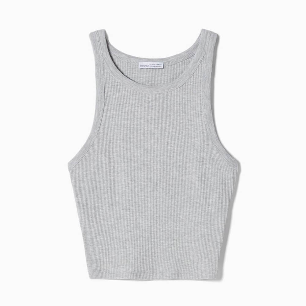 

Майка Bershka Sleeveless Ribbed, серый