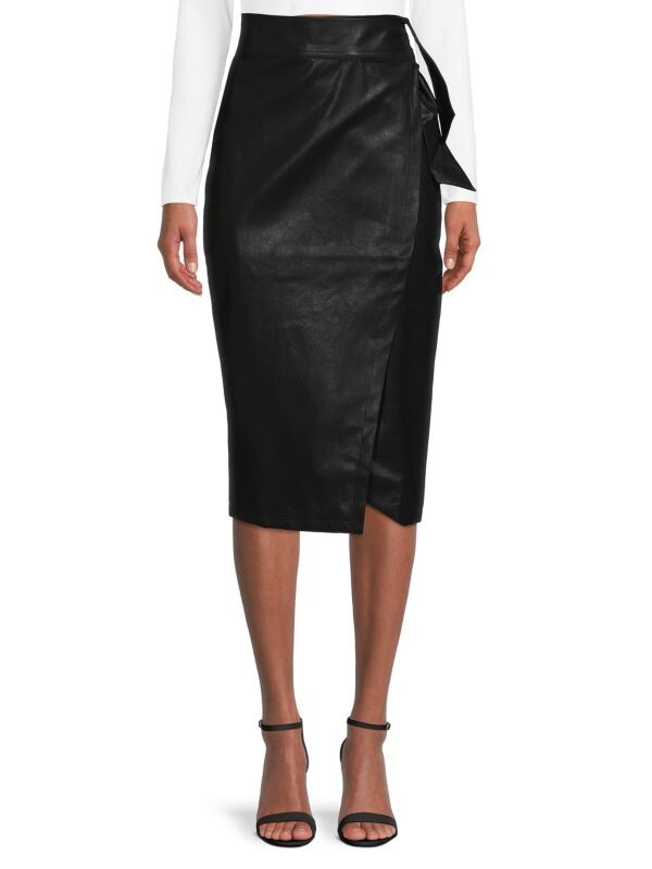 

Юбка из искусственной кожи с запахом Gracia Black