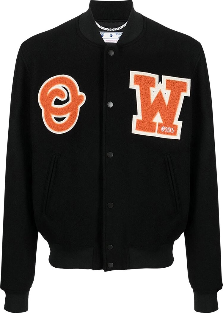 

Куртка Off-White OW Patch Varsity Jacket 'Black', черный