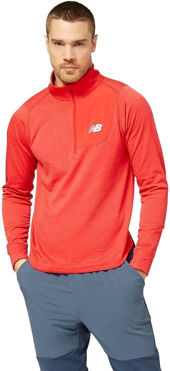 

Лонгслив для бега New Balance Men's Nb Half Zip, оранжевый