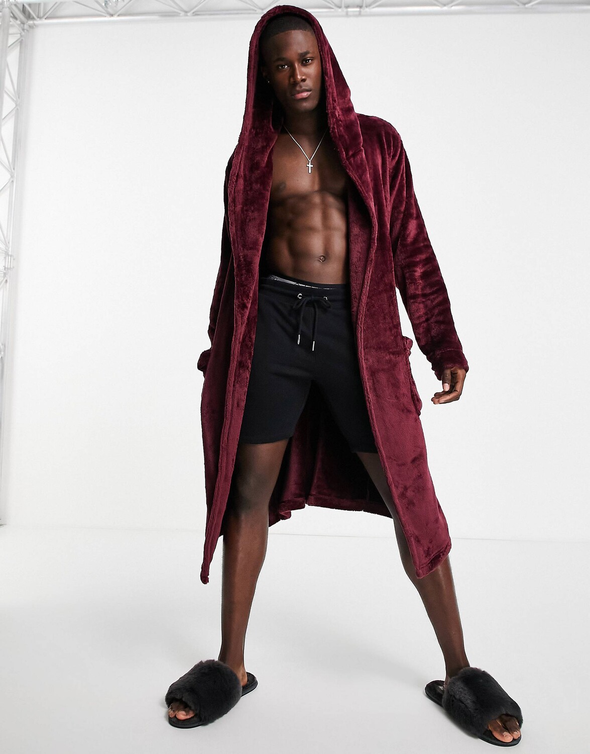 

Бордовый флисовый халат для отдыха ASOS DESIGN
