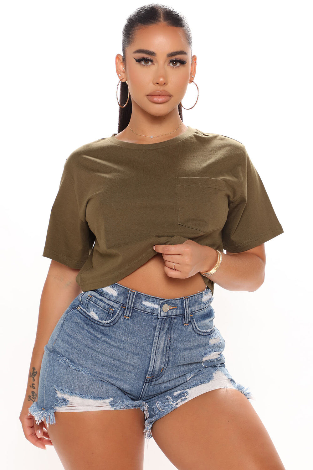 

Топ Fashion Nova ZDCJ100, оливковый