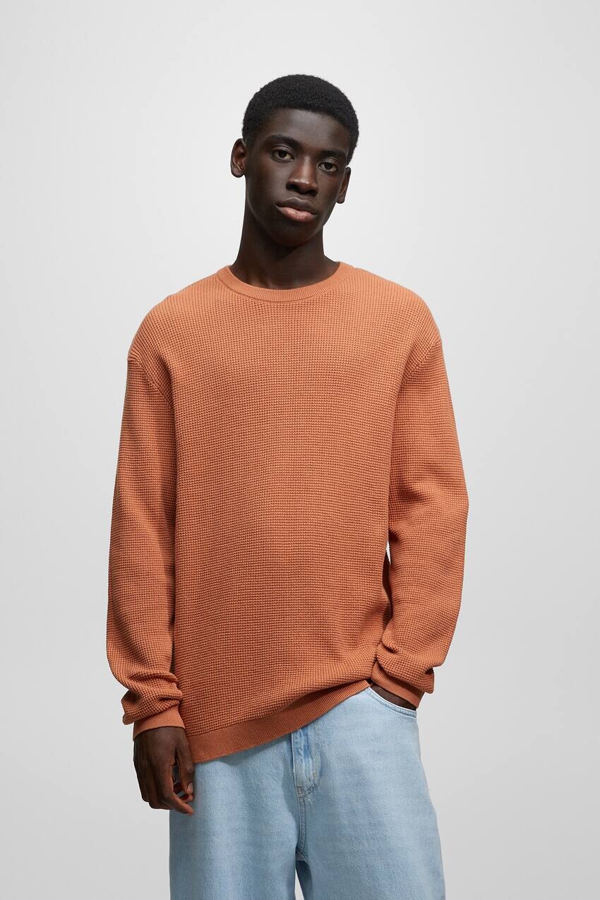 

Свитер вафельной вязки Pull&Bear, апельсин