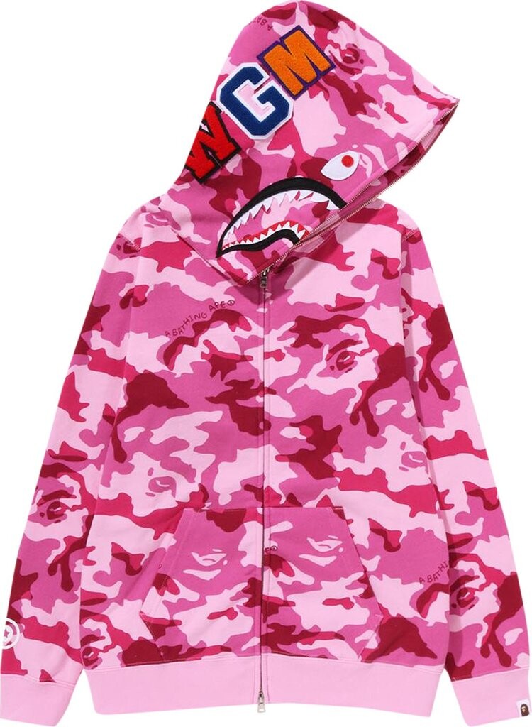 

Худи BAPE Woodland Camo Shark Full Zip Hoodie Pink, розовый