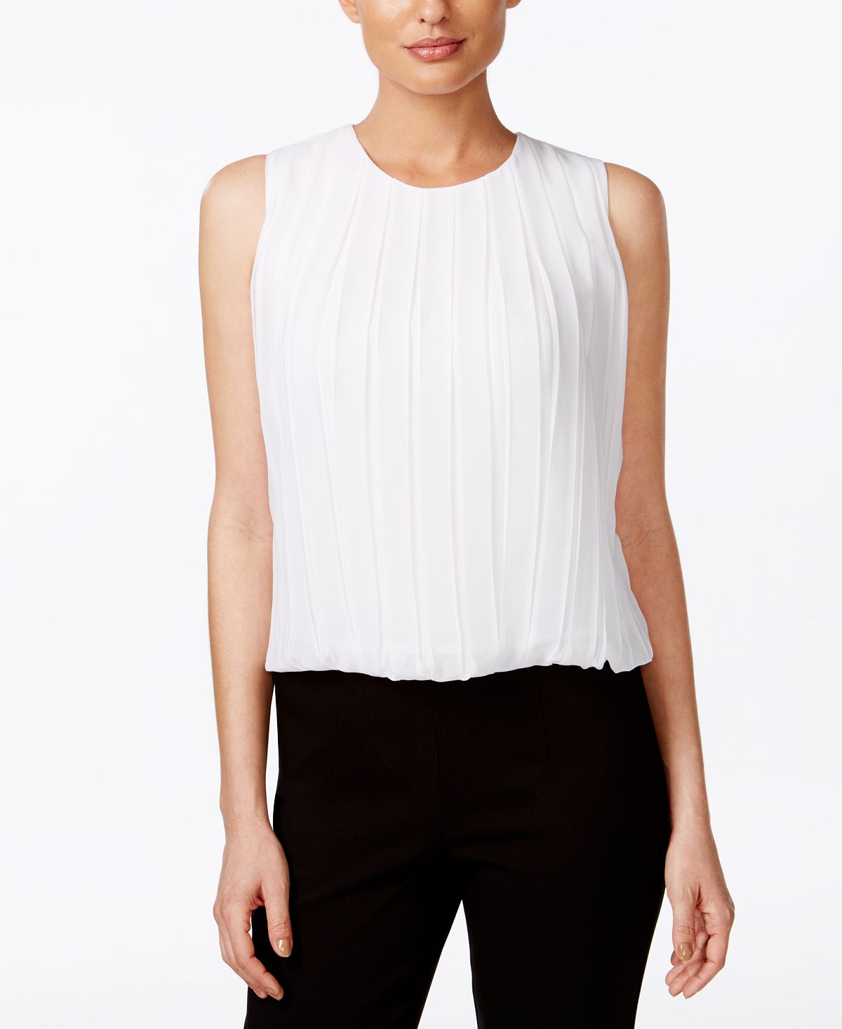 Плиссированная блузка без рукавов Calvin Klein, белый