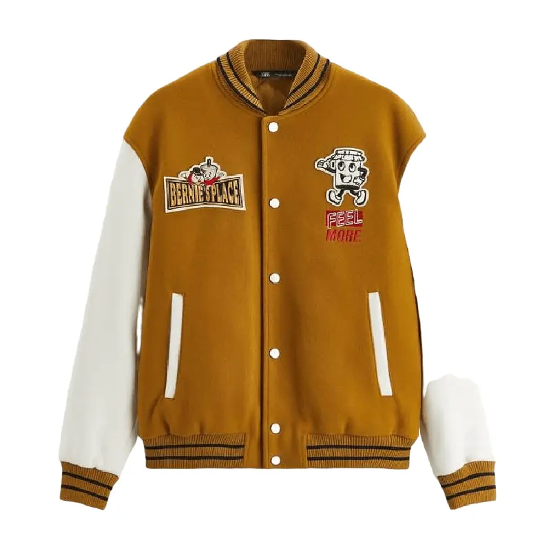 

Куртка Zara Bomber With Contrast Patches, горчичный