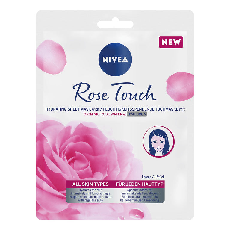 Nivea Интенсивно увлажняющая маска Rose Touch с органической розовой водой и гиалуроновой кислотой маска для лица nivea organic rose интенсивно увлажняющая гиалуроновая тканевая c розовой водой 10 г