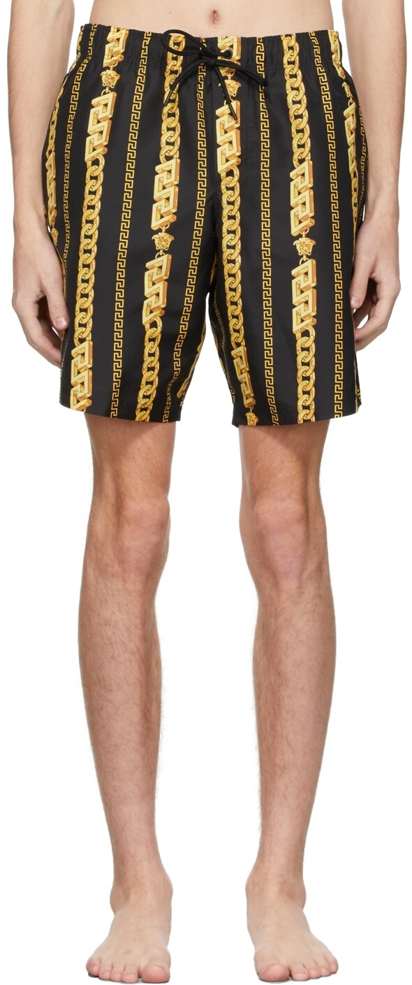 

Черные шорты для плавания с длинной цепочкой Versace Underwear